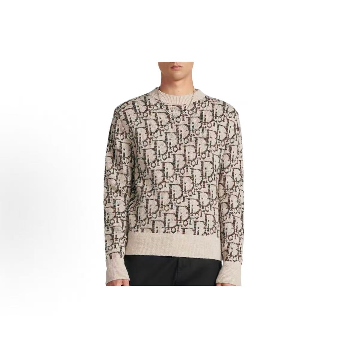 DIOR (Dior) Letter Embroidery Round-neck Pullover Long-sleeved Sweater for Men