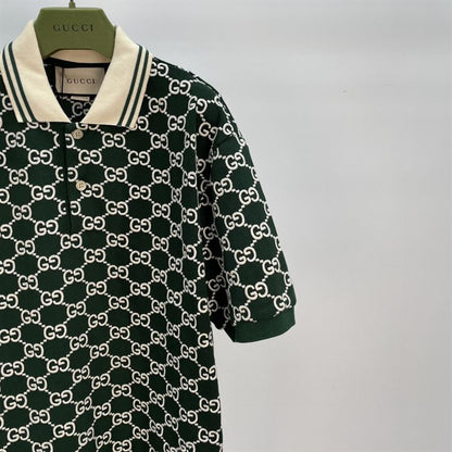 GUCCI NOJUM GG STRECH COTTON POLO IN GREEN – GGS012
