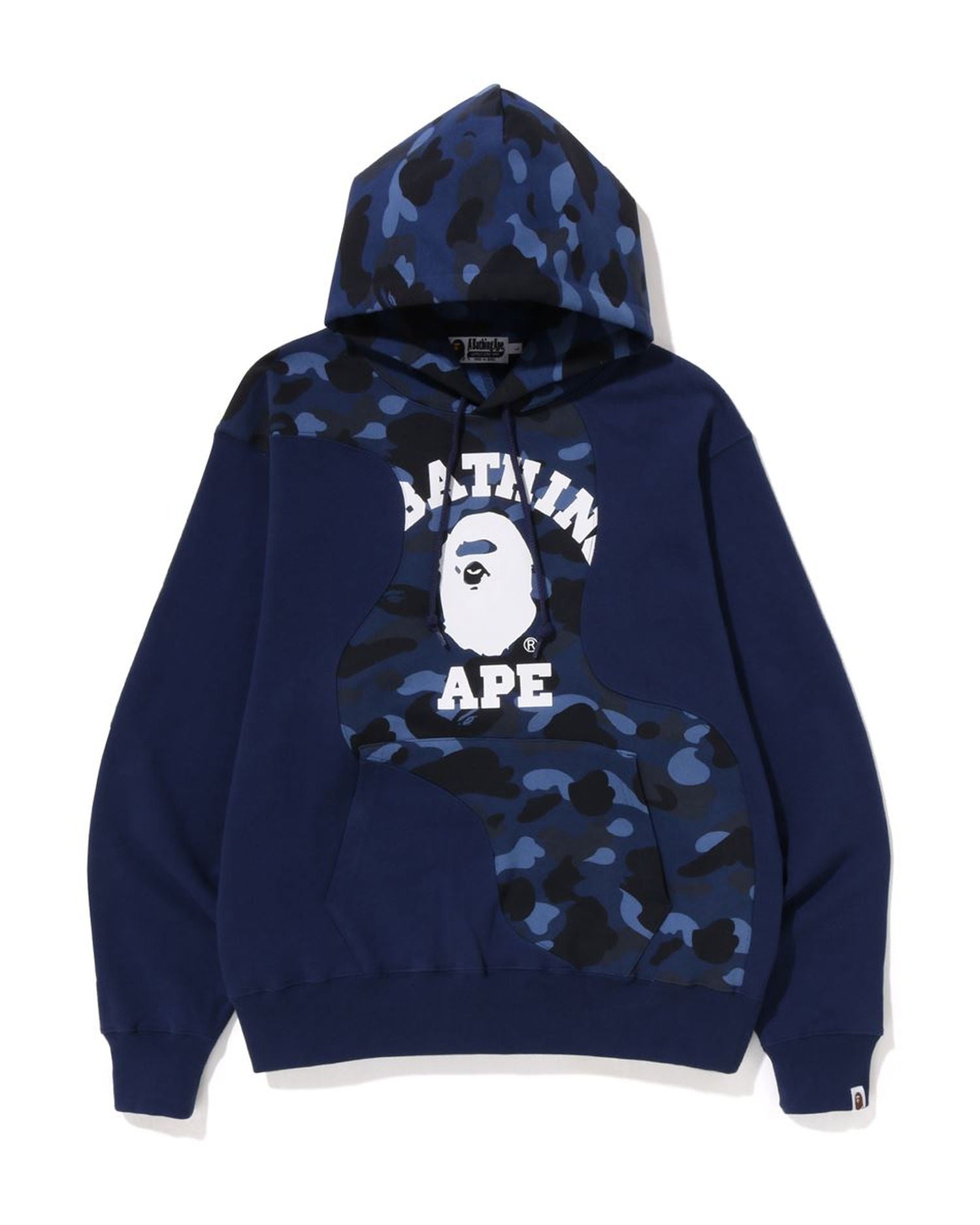 A Bathing Ape Color Camo College Cutting Relaxed Fit Hoodie In Navy Blue