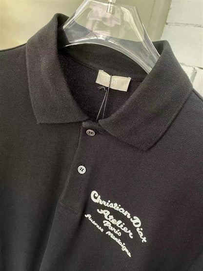 ‘CHRISTIAN DIOR ATELIER’ POLO SHIRT BLACK COTTON PIQUÉ – DOT018