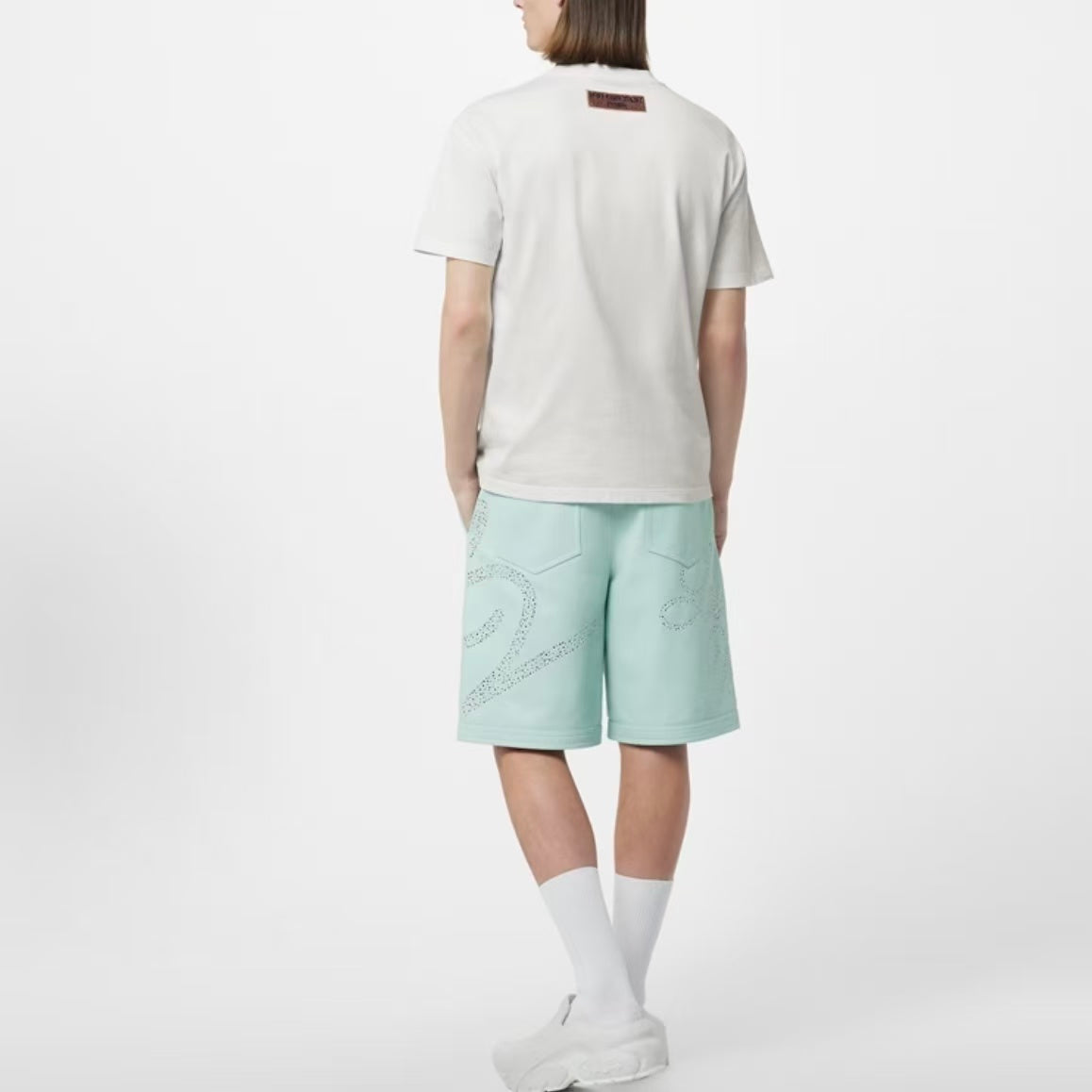 LOUIS VUITTON SS23 Beaded Letter Embroidery Casual Short-Sleeved T-Shirt for Men, White