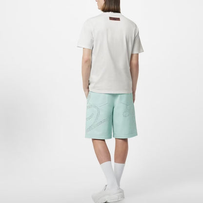 LOUIS VUITTON SS23 Beaded Letter Embroidery Casual Short-Sleeved T-Shirt for Men, White
