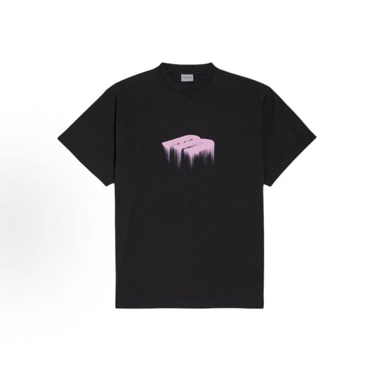 Balenciaga SS26 WET BRUSH Extra-large Round-neck Cotton Logo Short-Sleeve Printed Plain Knit Profile T-shirt Loose Fit Men's Style Black