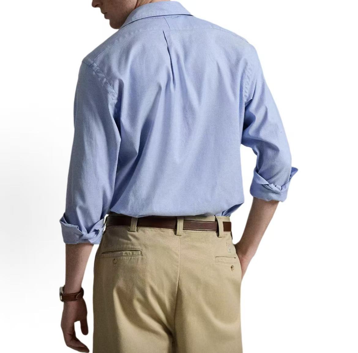 Ralph Lauren Petite Spurs Embroidered Collar Buttoned Long-Sleeved Shirt - Slim Fit Men's Style