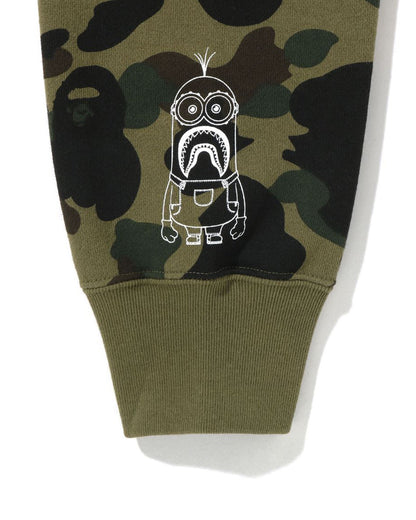 A Bathing Ape X Minions 1st Camo Minions Shark Full Zip Hoodie In Amry Green