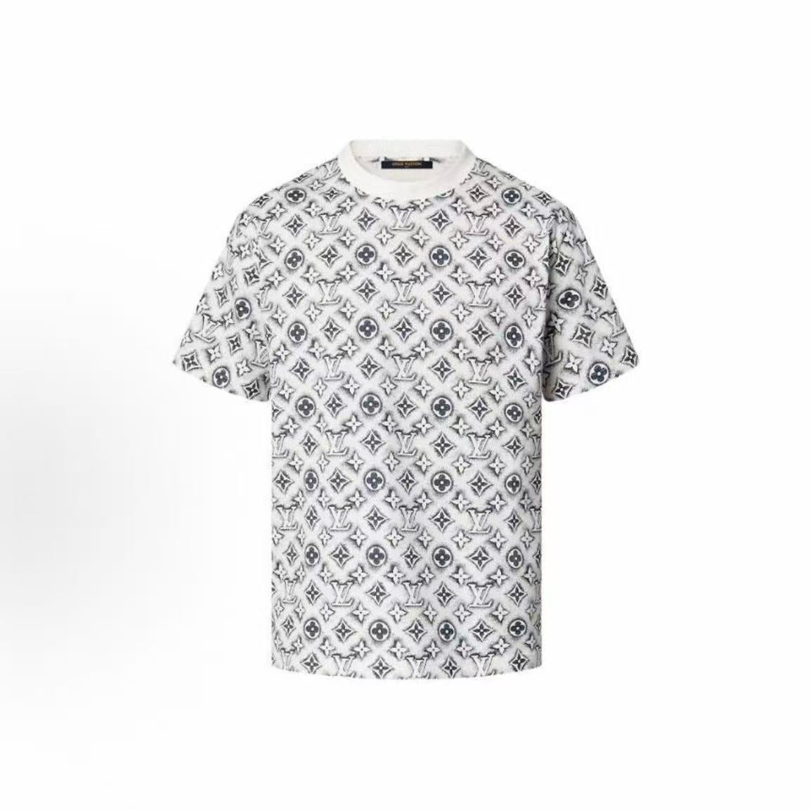 LOUIS VUITTON Logo fully printed casual crew-neck short-sleeved T-shirt for men, in black color.