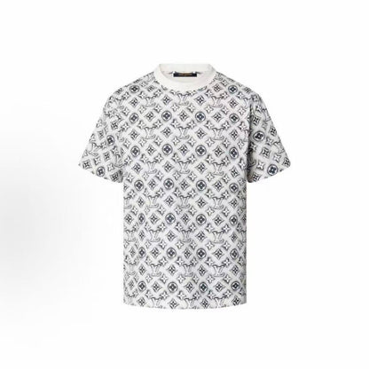 LOUIS VUITTON Logo fully printed casual crew-neck short-sleeved T-shirt for men, in black color.
