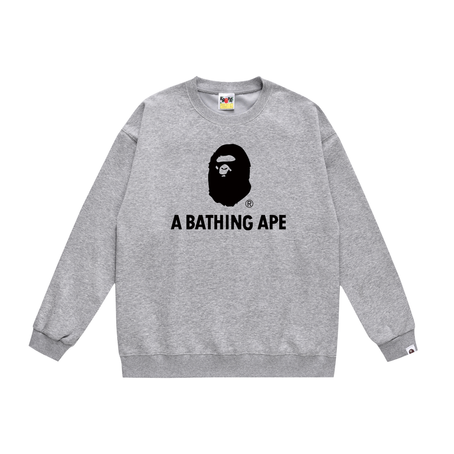A Bathing Ape Youth Casual Logo Print Hoodie Grey