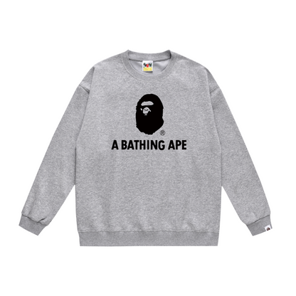 A Bathing Ape Youth Casual Logo Print Hoodie Grey