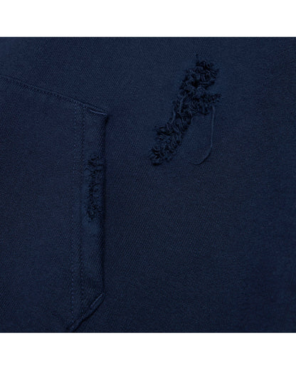 A Bathing Ape Distressed logo hoodie In Navy Blue