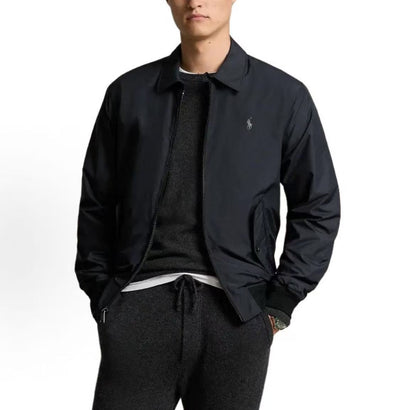 Ralph Lauren FW24 Reversible Waterproof Small Quill Embroidered Logo Pattern Solid Color Pockets Pointed Collar Full Zip Long Sleeve Jacket Coat - Classic Edition Men's Polo Black