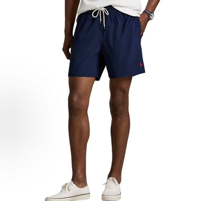 Ralph Lauren SS22 Solid Color Drawstring Casual Flared Beach Pants for Men - Blue