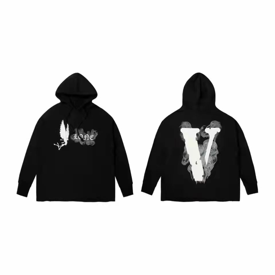 VLONE Smoke Angel Print Hoodie White/Black