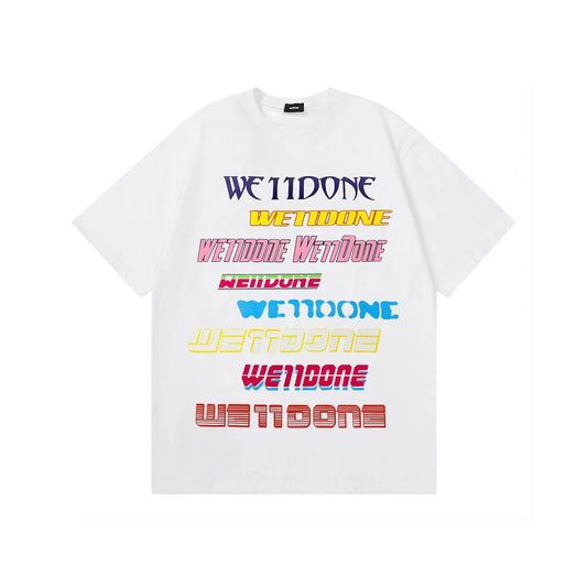 WE11DONE Gradient Color Graffiti Tee White