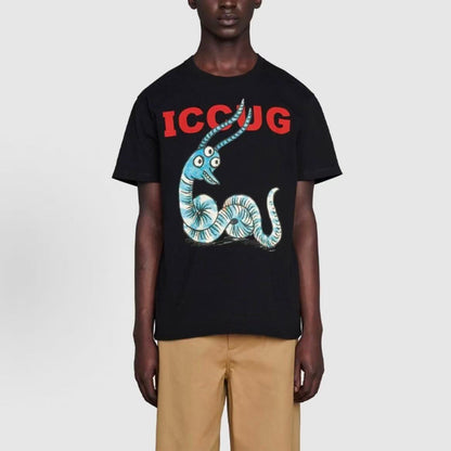 GUCCI Ancient Grecian SS21 Letter-Printed Loose Round-neck Short-sleeved T-Shirt for Men - Black