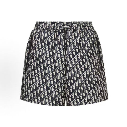 DIOR (Dior) SS23 Logo-printed high-waisted drawstring straight-leg casual shorts for women in blue color.