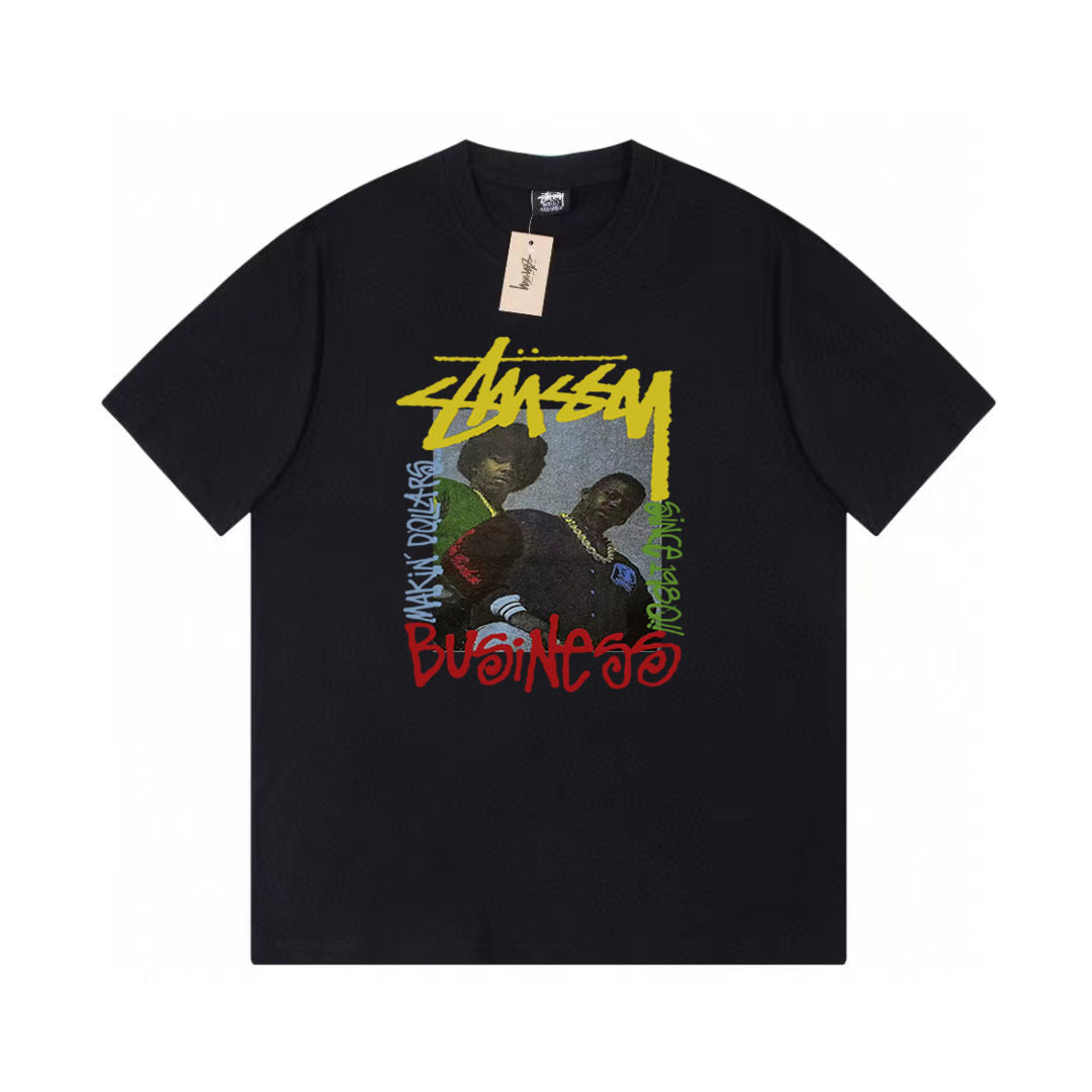 STUSSY CHARACTER LOGO PRINT TEE BLACK