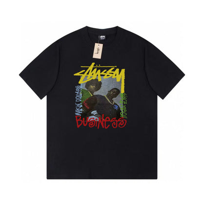 STUSSY CHARACTER LOGO PRINT TEE BLACK