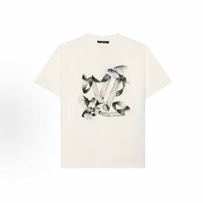 LOUIS VUITTON FW23 Logo Animal Print Round-neck Short-sleeved T-shirt for Men - White