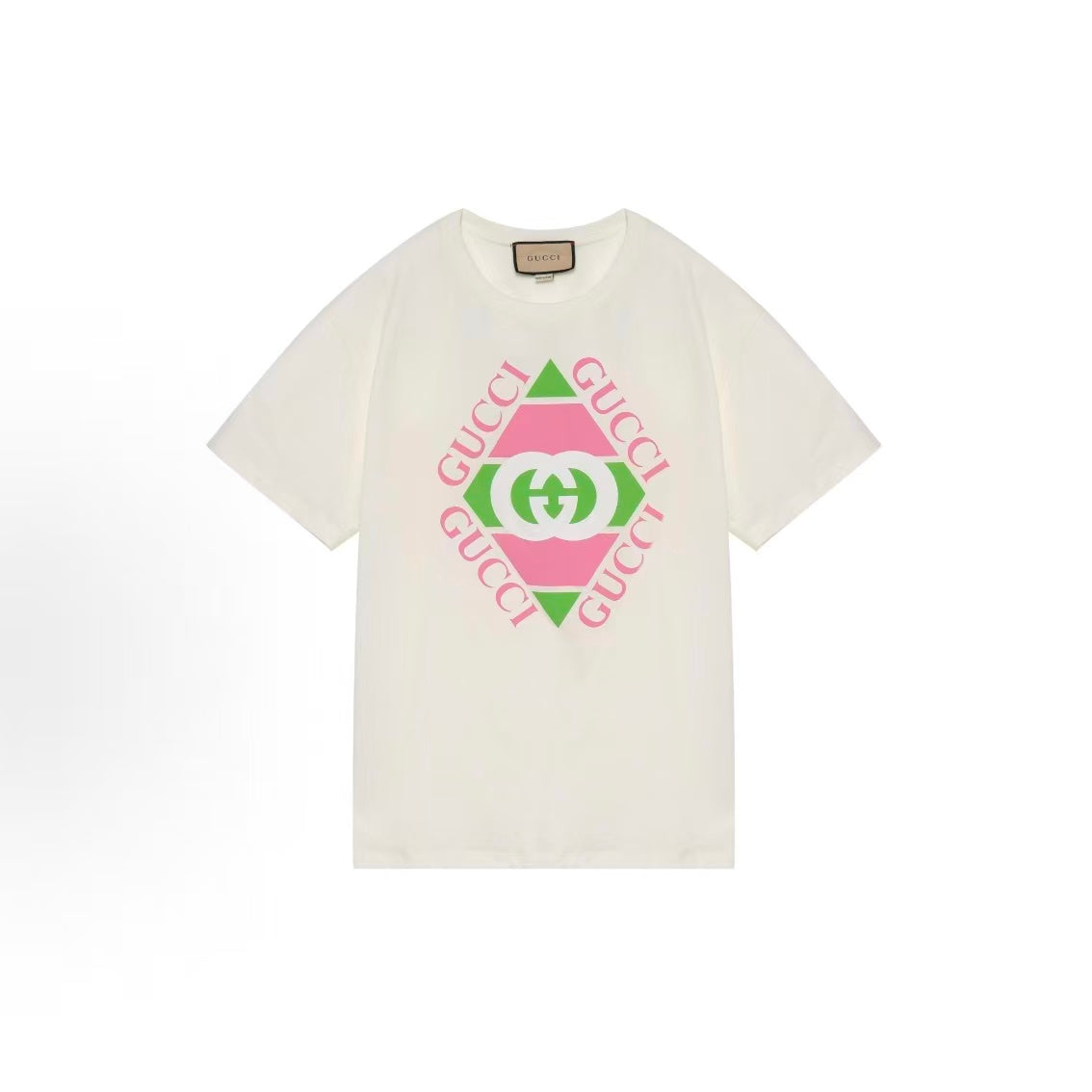 GUCCI T-shirt with letter logo print, round neck, suitable for both men and women as a couple's style, in white color.