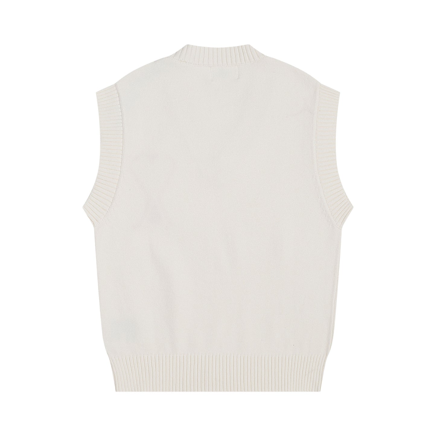 AMI Big Logo Sleeveless Sweater Beige
