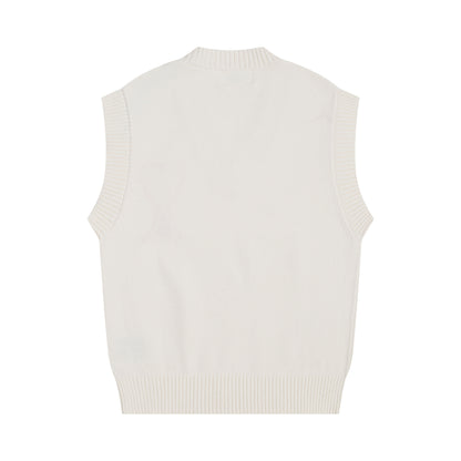 AMI Big Logo Sleeveless Sweater Beige