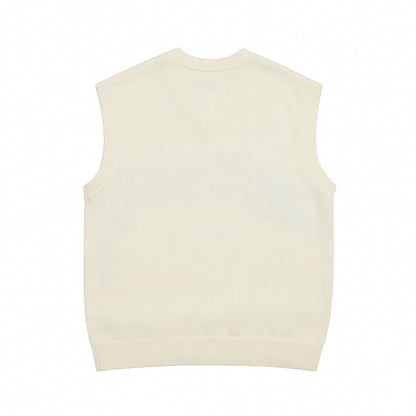STUSSY LOGO PRINT VEST SWEATER CREAM