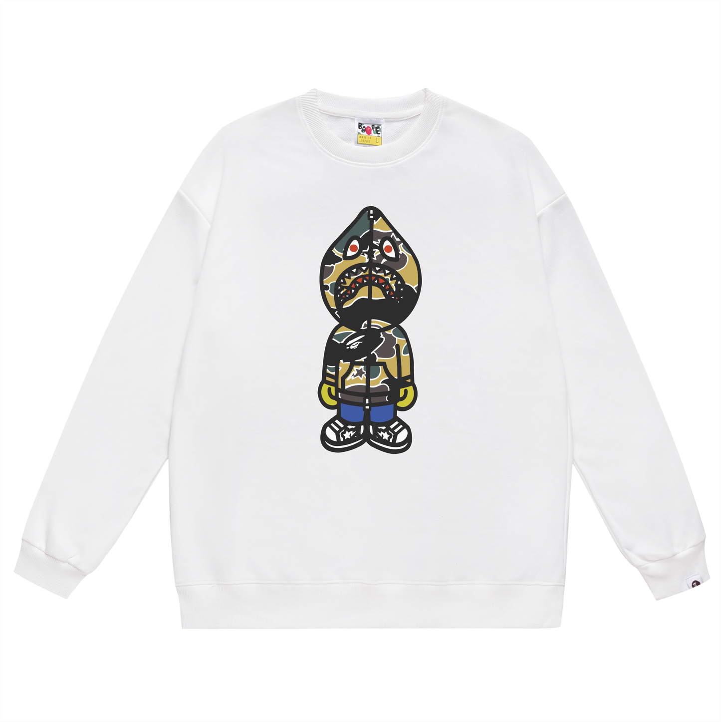 A Bathing Ape Shark Head Print Hoodie White