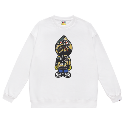 A Bathing Ape Shark Head Print Hoodie White