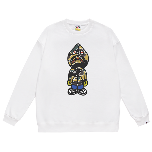 A Bathing Ape Shark Head Print Hoodie White