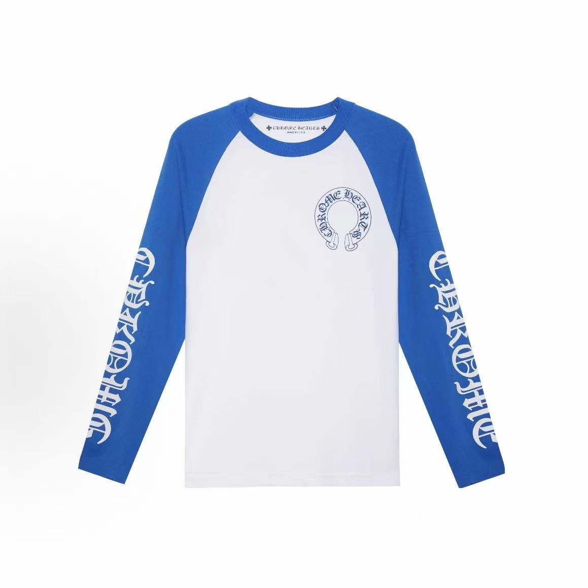 Chrome Hearts CH Round-neck Pullover Long-sleeved T-shirt - Men's and Women's style - Blue and White