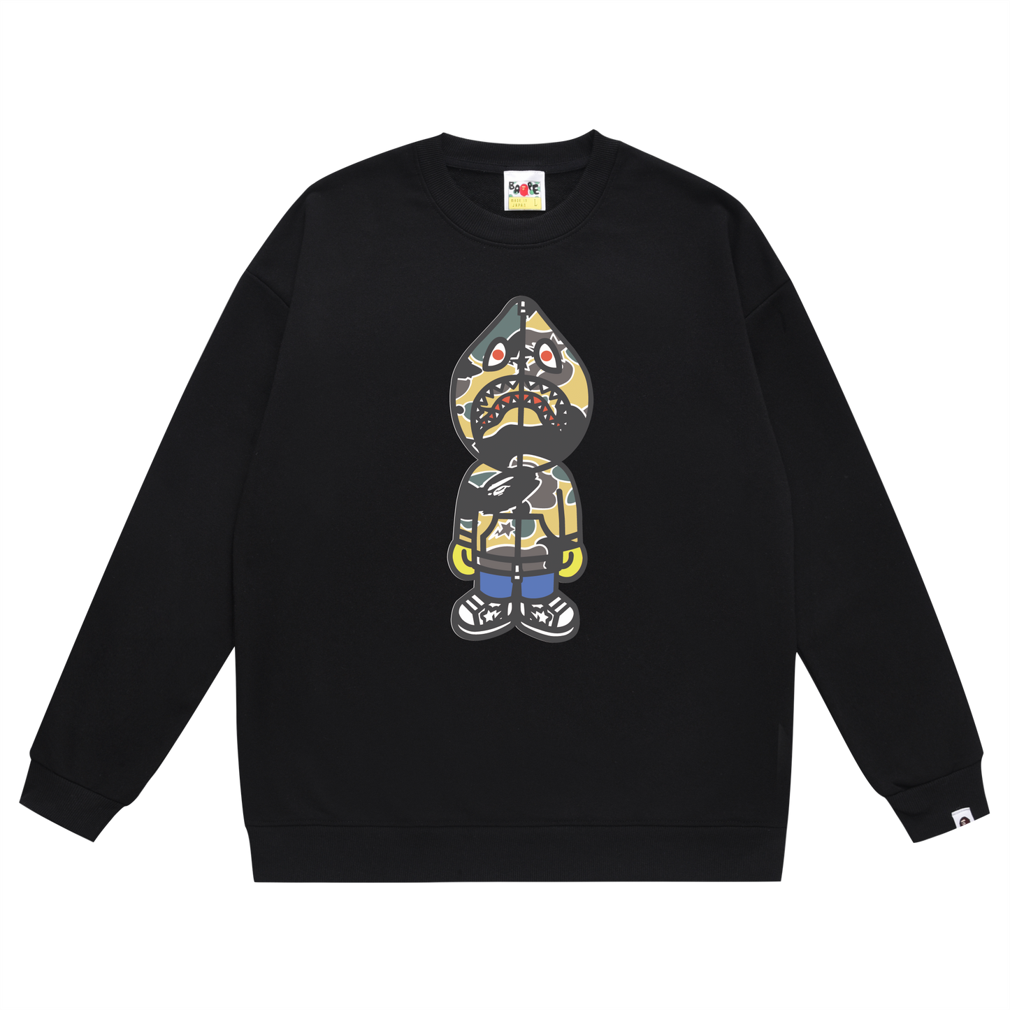 A Bathing Ape Shark Head Print Hoodie Black
