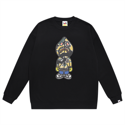 A Bathing Ape Shark Head Print Hoodie Black