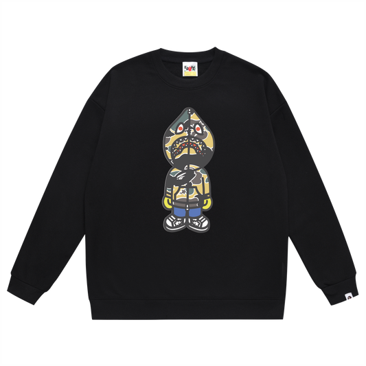 A Bathing Ape Shark Head Print Hoodie Black