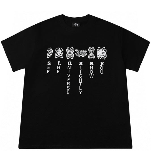 STUSSY BUTTERFLY PRINT TEE BLACK