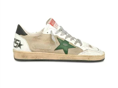 حذاء سنيكرز "Ball Star" من GOLDEN GOOSE من الجلد والشبك مع عروة كعب سوداء