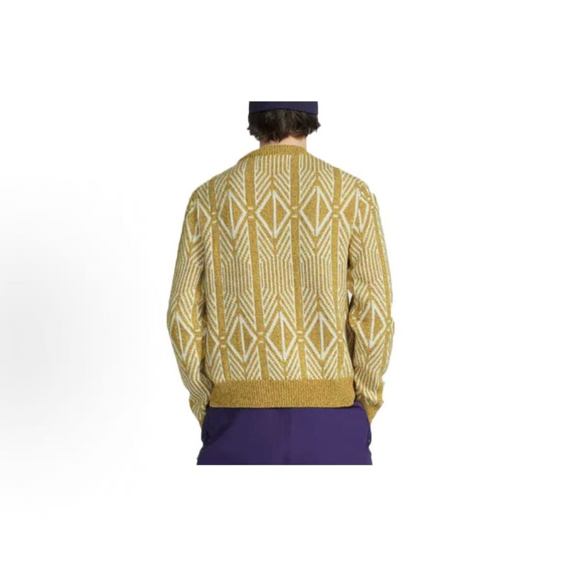DIOR (Dior) Men's Long Sleeve Round-neck Pullover with Diamond Stripes, Yellow