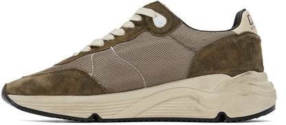 حذاء رياضي منخفض الساق Golden Goose بلون كاكي وبيج بنعل Running Sole
