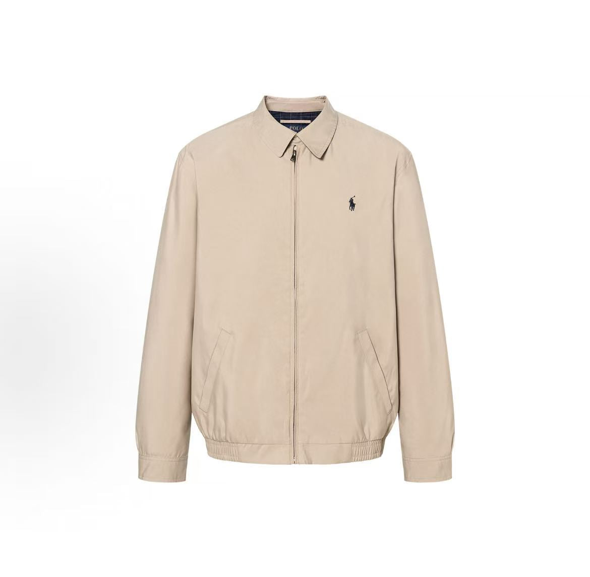 Ralph Lauren Double Swing Structure Petite Spurs Embroidery Solid Peach Fleece Pointed Collar Buttoned Back Hem Long Sleeve Fully Zippered Stretchable Front Skirt Jacket Coat - Standard Fit - Men's - Army Green