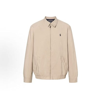 Ralph Lauren Double Swing Structure Petite Spurs Embroidery Solid Peach Fleece Pointed Collar Buttoned Back Hem Long Sleeve Fully Zippered Stretchable Front Skirt Jacket Coat - Standard Fit - Men's - Army Green