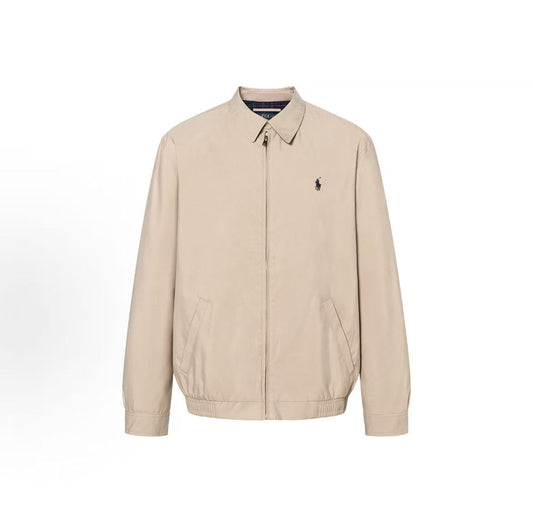 Ralph Lauren Double Swing Structure Petite Spurs Embroidery Solid Peach Fleece Pointed Collar Buttoned Back Hem Long Sleeve Fully Zippered Stretchable Front Skirt Jacket Coat - Standard Fit - Men's - Army Green