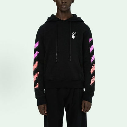 Off-White 752 doodle arrow hooded sweater black/rose red/orange
