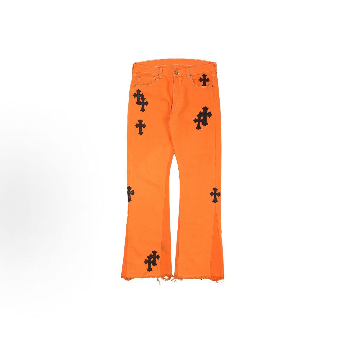 Chrome Hearts cross patch mid waist fit jeans for both men and women