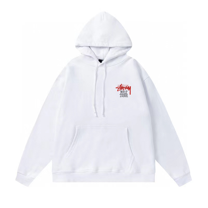 STUSSY BEAR PRINT HOODIE WHITE