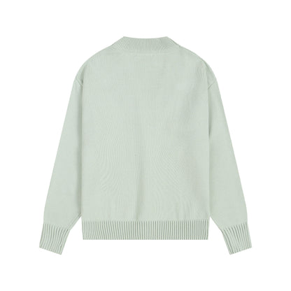 AMI Big Logo V-neck Button Sweater Ligth Green