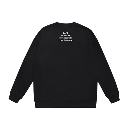 A Bathing Ape Monkey Logo Print Hoodie Black