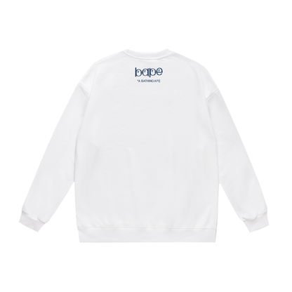 A Bathing Ape Blue letter B Print Hoodie White