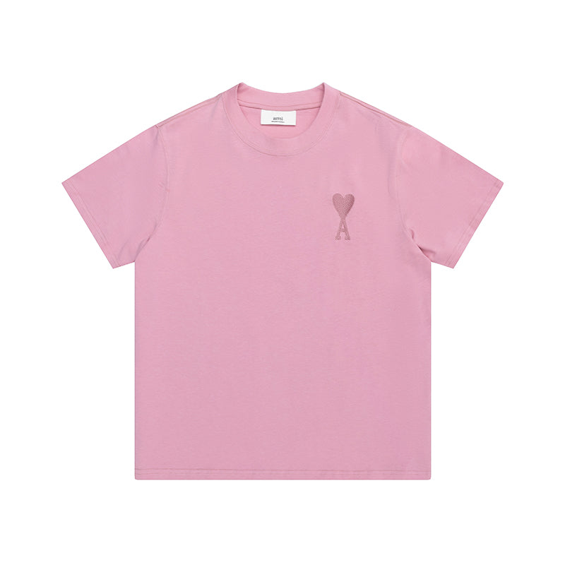 AMI Same Color Logo Tee Pink