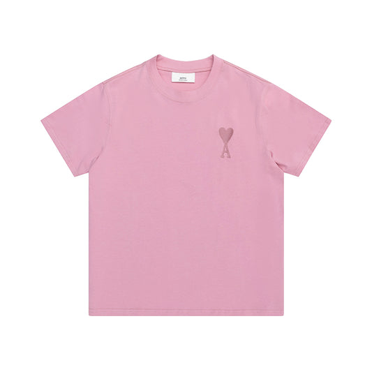 AMI Same Color Logo Tee Pink