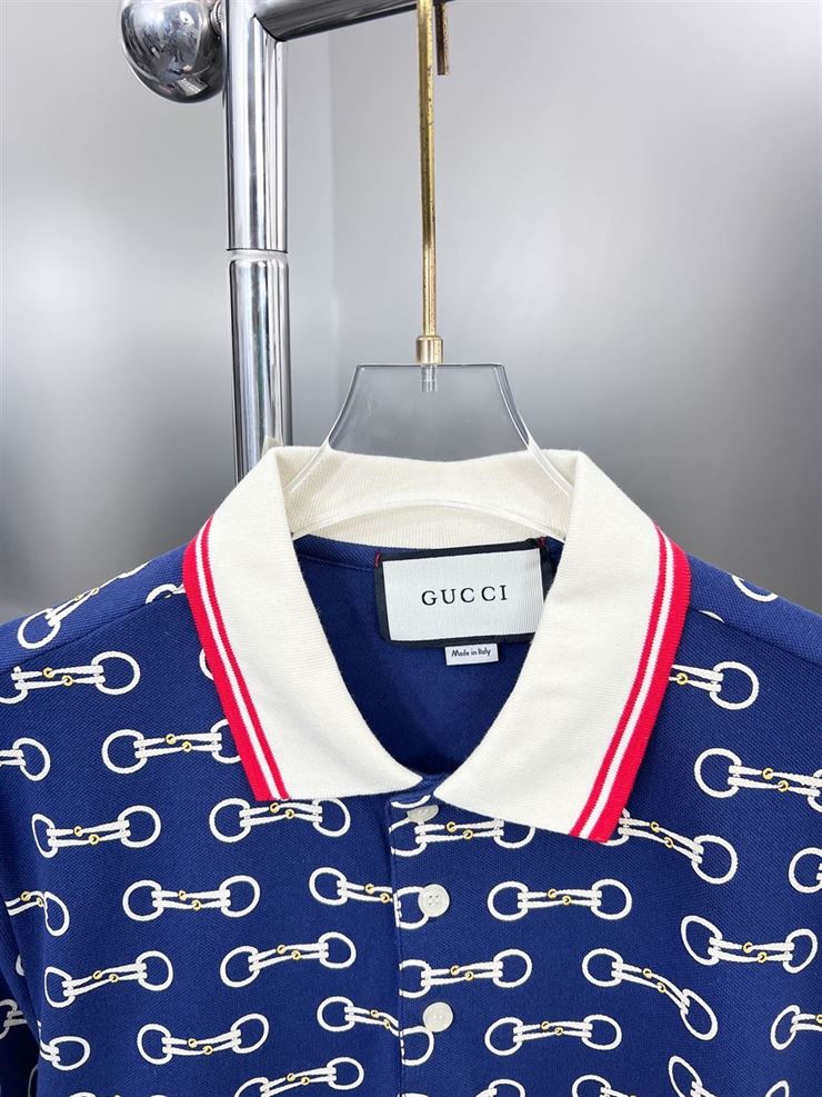 GUCCI HORSEBIT PRINT COTTON POLO SHIRT – GGS046